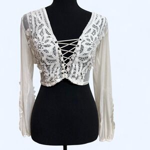 Lace-Up Long Sleeve Top